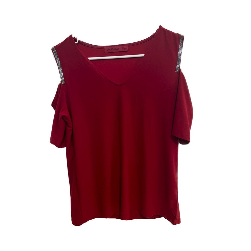 Red Love Scarlett Cold Shoulder Shirt -- Size M